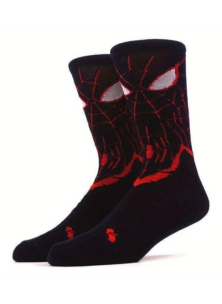 2 Pairs Of Men's Trendy Cartoon Anime Pattern Crew Socks  - Image 4