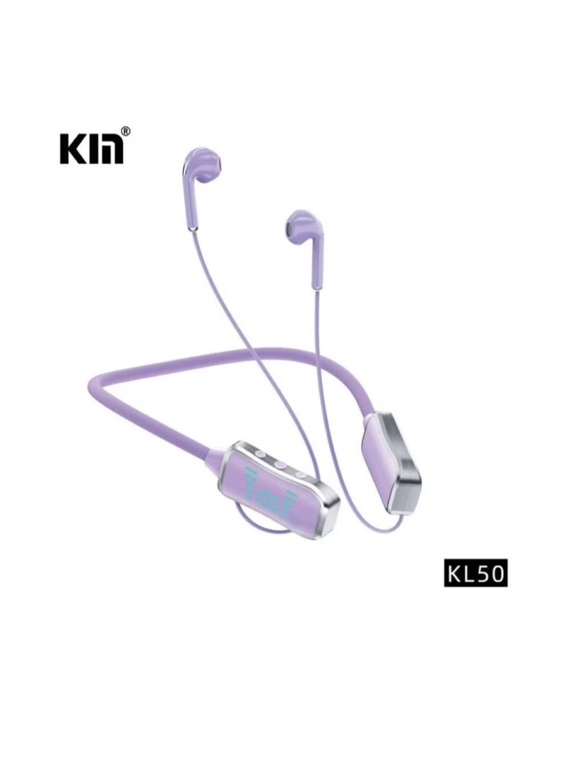 KIN KL50 Bluetooth Neckband Earphones – 48H Playtime, LED Display, TF Card Slot - Image 1