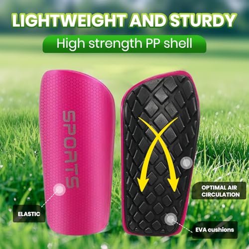 JayruiMice Shin Guards Soccer Kids 2026 Version High-Density Foam Soccer Shin Guard with Sleeves Shin Protective Pads for Youth Toddlers Daily Practice School Competitions Outdoor Play (Hot Pink, M) - Image 2