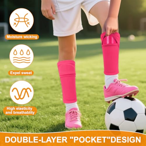 JayruiMice Shin Guards Soccer Kids 2026 Version High-Density Foam Soccer Shin Guard with Sleeves Shin Protective Pads for Youth Toddlers Daily Practice School Competitions Outdoor Play (Hot Pink, M) - Image 3