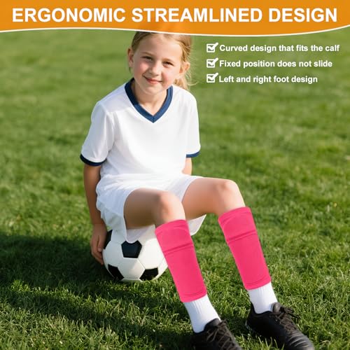 JayruiMice Shin Guards Soccer Kids 2026 Version High-Density Foam Soccer Shin Guard with Sleeves Shin Protective Pads for Youth Toddlers Daily Practice School Competitions Outdoor Play (Hot Pink, M) - Image 4