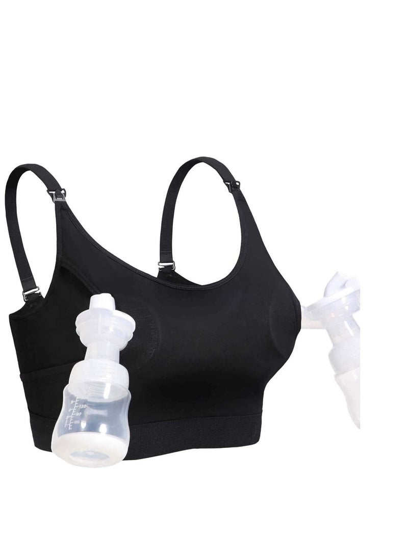 SYOSI Nursing Bra, Women's Hands-Free Pumping Wireless, Adjustable Breastfeeding Bra Cotton Sleep Maternity Designs Pump Insert for Holding Breast Pumps, Not including bottle, M - Image 1