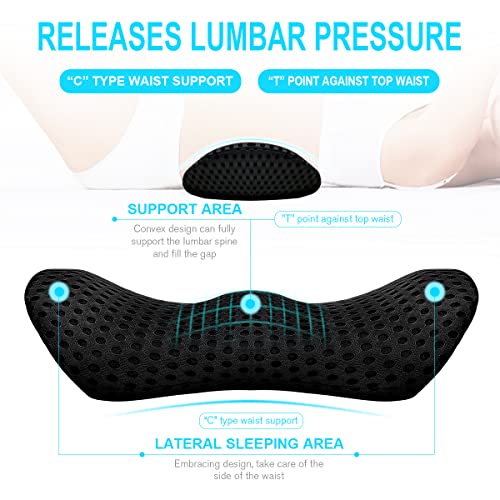 Panduo Lumbar Support Pillow for Office Chair, Memory Foam Lumbar Pillow for Lower Back Pain Relief (Black) - Image 2