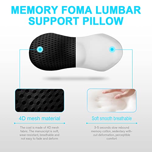 Panduo Lumbar Support Pillow for Office Chair, Memory Foam Lumbar Pillow for Lower Back Pain Relief (Black) - Image 3