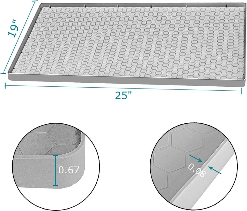 Jacooxi Under Sink Mat 25 x 19, Silicone Under Sink Mats for Kitchen Waterproof, Under Sink Liner, Easy to Clean Bathroom Cabinet Mat Organizers and Storage, Light Grey - Image 2