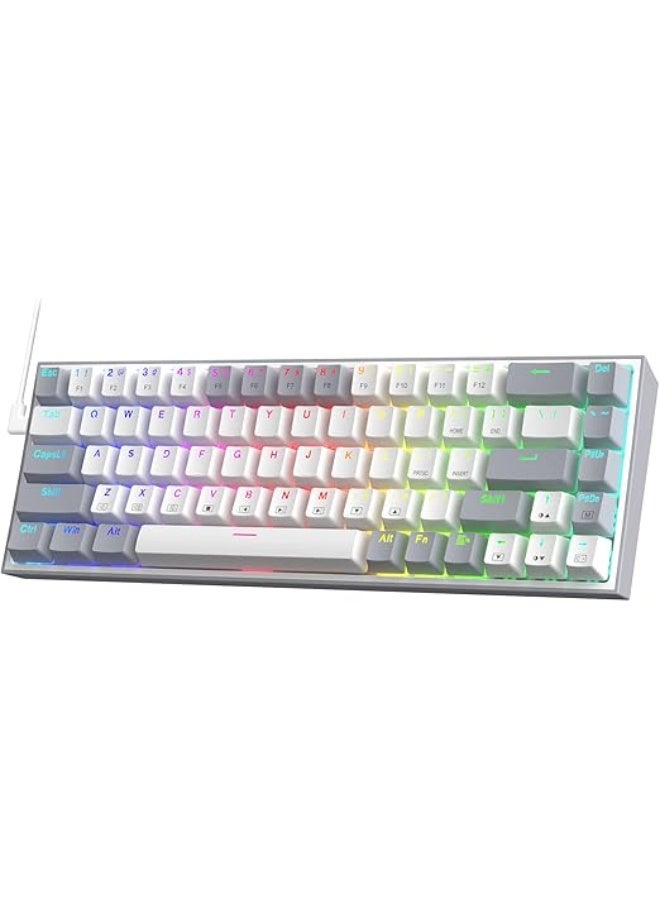 K631 Castor Grey 65% RGB Mechanical Gaming Keyboard – 68-Key Compact Wired Keyboard with Quiet Red Switches, Hot-Swappable Sockets, Dedicated Arrow Keys & Free-Mod Plate-Mounted PCB  - Image 1