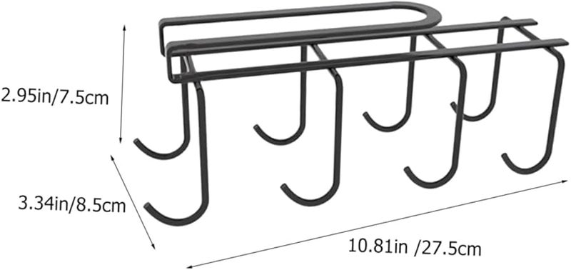 حامل الأكواب الأسود تحت الخزانة، رف تجفيف الأكواب متعدد الوظائف، تخزين المطبخ، تحمل قوي للأوزان - Image 3