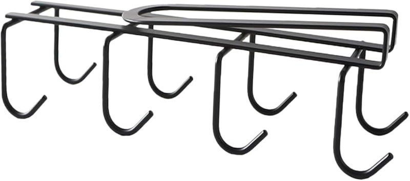 حامل الأكواب الأسود تحت الخزانة، رف تجفيف الأكواب متعدد الوظائف، تخزين المطبخ، تحمل قوي للأوزان - Image 1