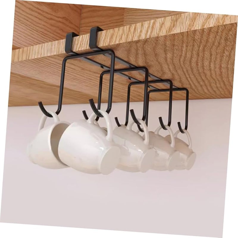 حامل الأكواب الأسود تحت الخزانة، رف تجفيف الأكواب متعدد الوظائف، تخزين المطبخ، تحمل قوي للأوزان - Image 5