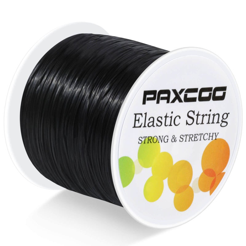 PAXCOO Black Elastic Stretchy String , Paxcoo Stretch Bead Cord for Bracelets, Necklaces, Jewelry Making and Beading Supplies - Image 1