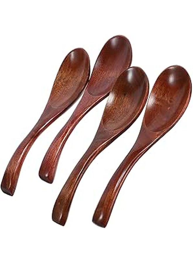 4Pcs 6.69 Inch Nanmu Wood Soup Spoons Set Food Grade Salad and Dessert Spoons - Image 1