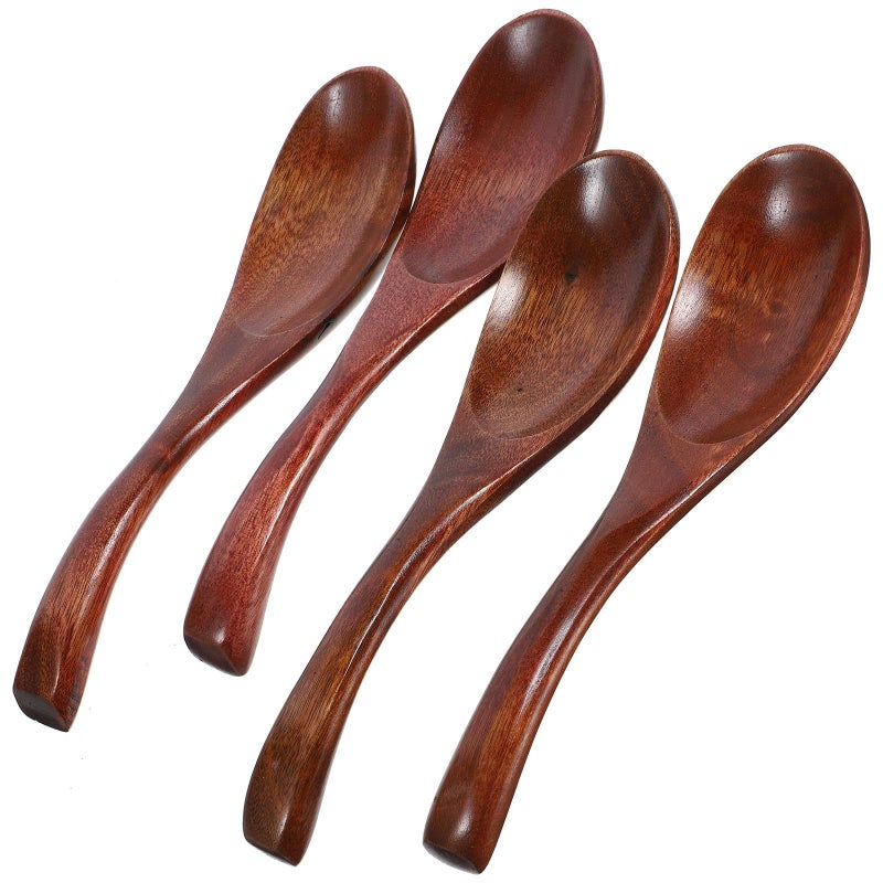4Pcs 6.69 Inch Nanmu Wood Soup Spoons Set Food Grade Salad and Dessert Spoons - Image 2