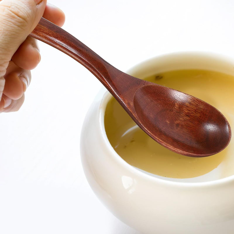 4Pcs 6.69 Inch Nanmu Wood Soup Spoons Set Food Grade Salad and Dessert Spoons - Image 5