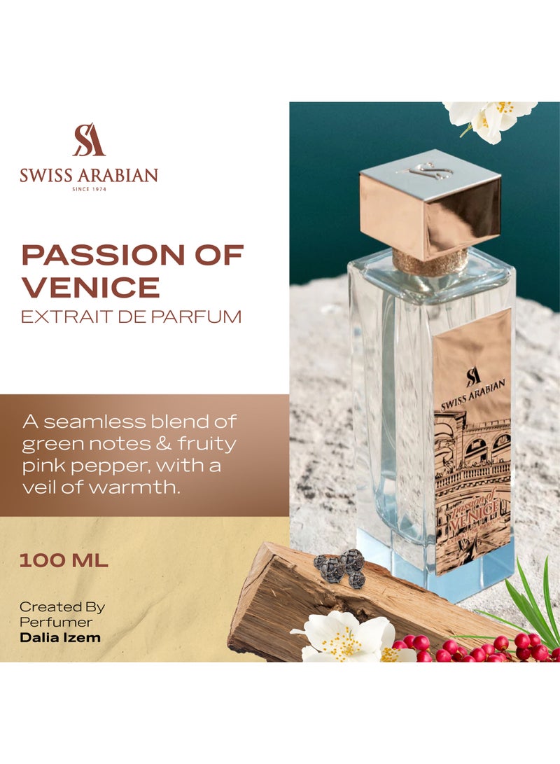 Passion of Venice Extrait de Parfum, 100ml, Premium Quality Perfume, Unisex Fragrance, Woody, Musky, Luxurious Blend Perfume for Women and Men