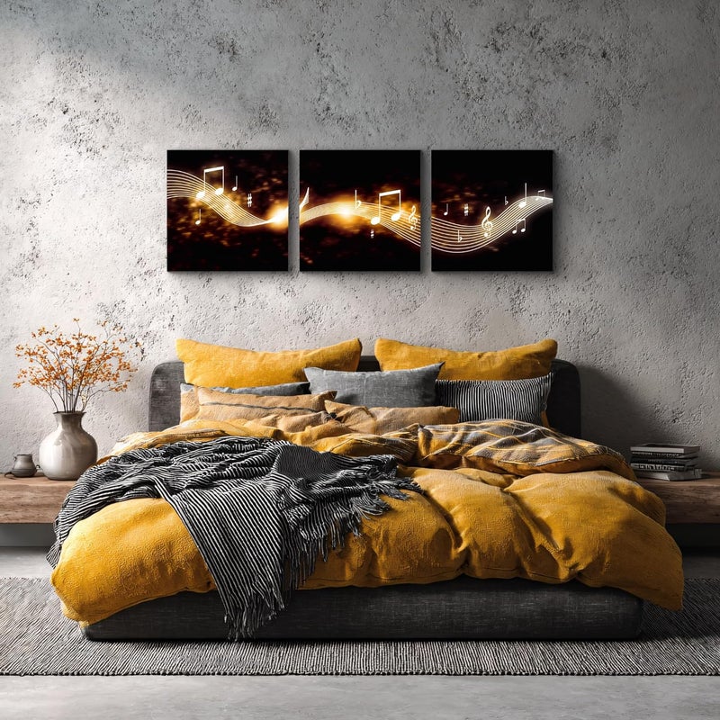 NAN Wind Music Art Print Canvas Music Notes Wall Decor Black and Gold Music Poster for Classroom or Music Room Wall Art Decor (20X20inchx3, music 7) - Image 5
