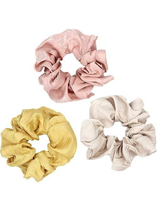 Shidara Shiny Satin Scrunchies for Hair, Hair Scrunchies for Women, Scrunchy Hair Bands, Hair Bobbles | Multi | Set of 3 - Image 1