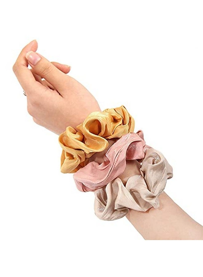 Shidara Shiny Satin Scrunchies for Hair, Hair Scrunchies for Women, Scrunchy Hair Bands, Hair Bobbles | Multi | Set of 3 - Image 5