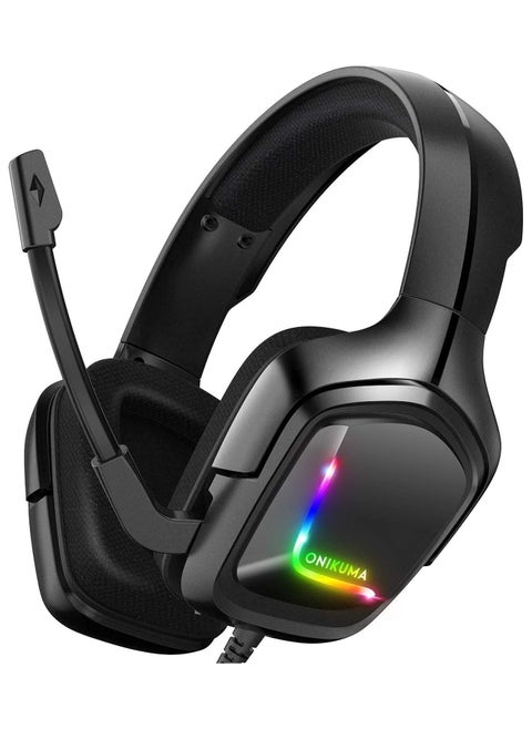 ONIKUMA K20 RGB Advanced 4D Gaming Headset - 7.1 Surround Sound - 50MM Driver - Noise Cancelling Mic with Mute & Volume Control - PS4, Xbox One, Switch, PC