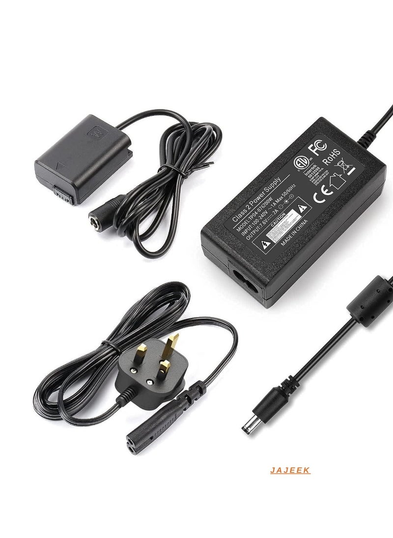 JAJEEK - AC PW20 Power Supply Adapter & NP-FW50 Dummy Battery Kit for Sony Alpha Cameras – Continuous Power for A6500, A6400, A6300, A6100, A6000, A5100, A7 Series, RX10, ZV-E10 - Image 1