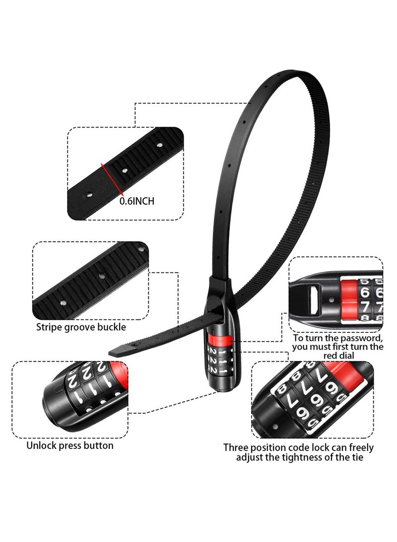 SYOSI Bicycle Zip Tie Lock Multifunctional Adjustable Bicycle Lock 3-Digit Key/with Password for Bikes Luggage Skis Lockers and Doors - Image 2