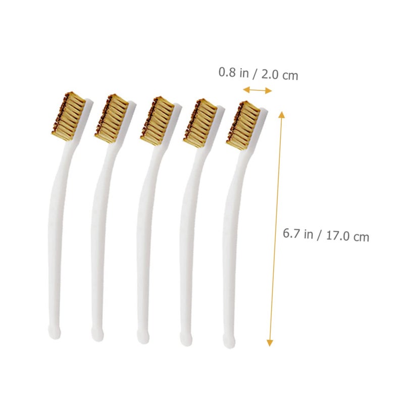 5Pcs Plastic Handle Copper Wire Brush for Welding Rust Cleaning Scratch Removal Tool - Image 3
