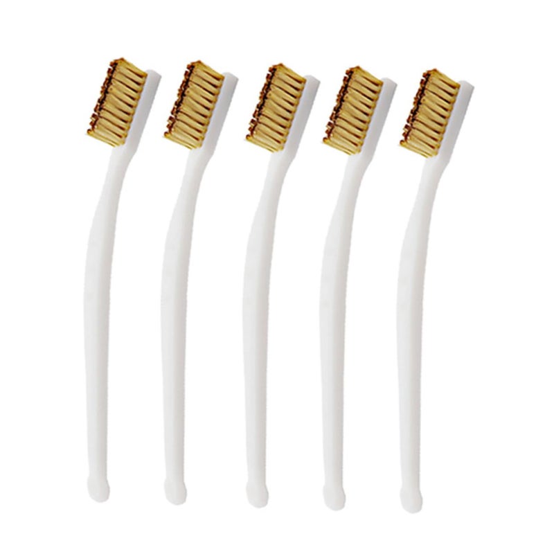 5Pcs Plastic Handle Copper Wire Brush for Welding Rust Cleaning Scratch Removal Tool - Image 2
