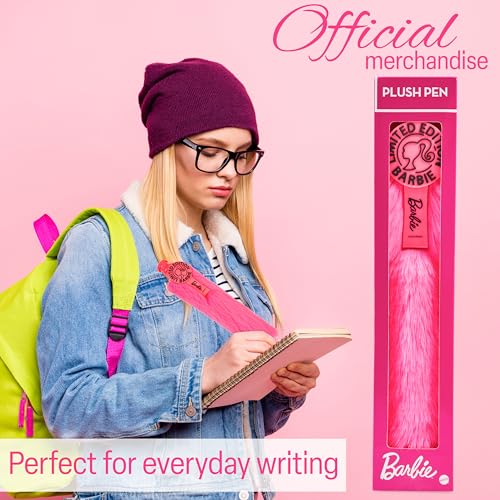Barbie Retractable Ballpoint Pen Black Ink, Novelty Plush Pen Office Stationery Supplies, Xmas Birthday Gifts for Her - Image 5