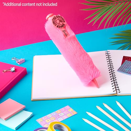 Barbie Retractable Ballpoint Pen Black Ink, Novelty Plush Pen Office Stationery Supplies, Xmas Birthday Gifts for Her - Image 2