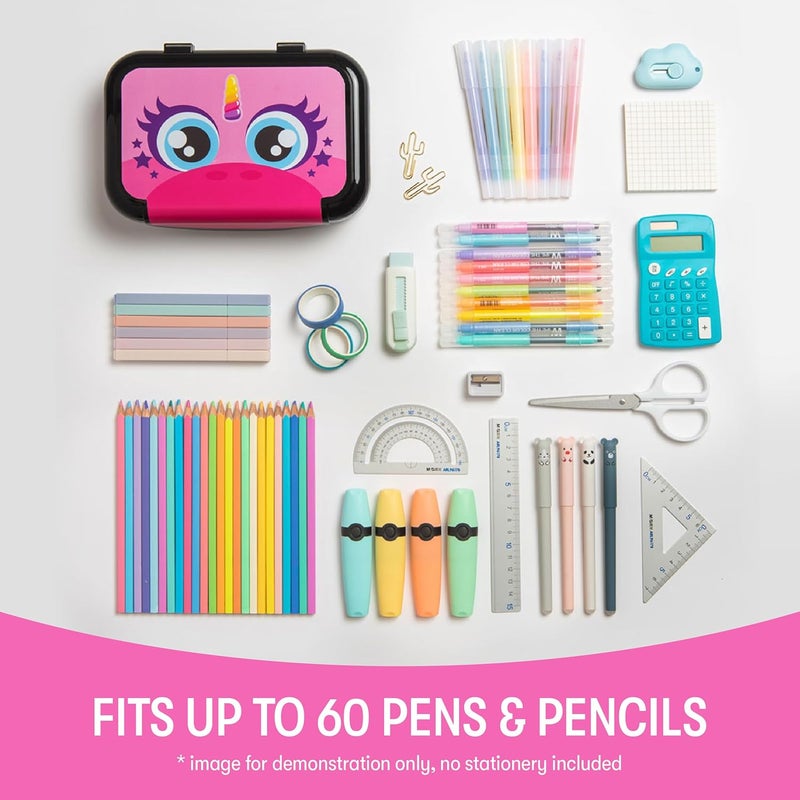 Zipit Recycled Plastic Pencil Box for Girls, Large Capacity Pencil Case for School, Durable Stationery Organizer Box, Pink Unicorn - Image 4