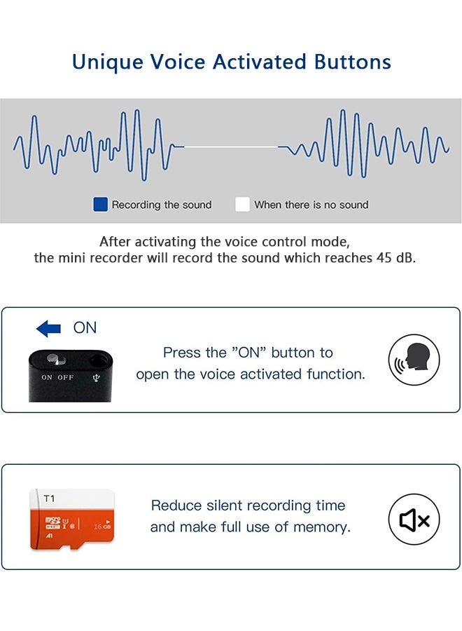 مسجل صوت 32 جيجابايت 100 ساعة تسجيل مستمر USB صوت MP3 جودة عالية صوت واضح تسجيل رقمي مشغل MP3 - Image 5