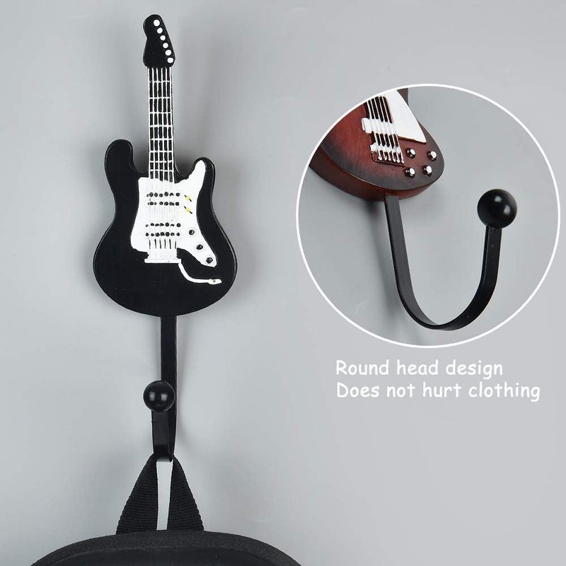 KUNGYO Vintage Guitar Shaped Decorative Hooks Rack Hangers for Hanging Clothes Coats Towels Keys Hats Metal Resin Hooks Wall Mounted Heavy Duty (3-Pack) (Guitar Hook-B) - Image 3