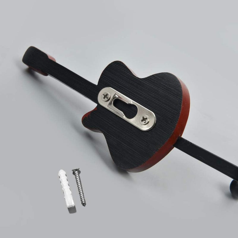 KUNGYO Vintage Guitar Shaped Decorative Hooks Rack Hangers for Hanging Clothes Coats Towels Keys Hats Metal Resin Hooks Wall Mounted Heavy Duty (3-Pack) (Guitar Hook-B) - Image 5