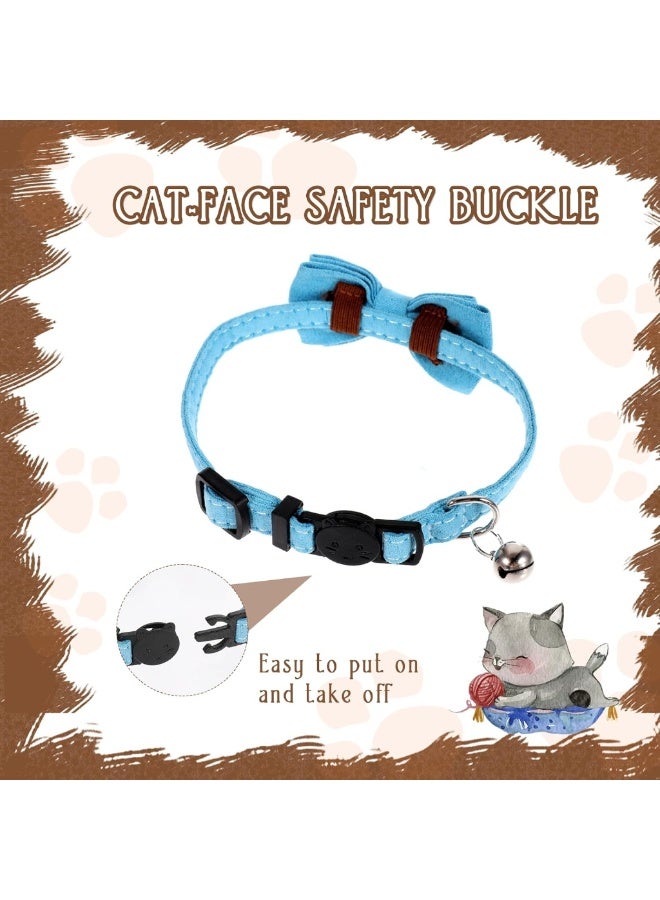 2 Pcs Breakaway Boy Cat Collar with Bell, Adjustable Bow Tie Kitten Collar, Cute Plaid & Solid Color Safety Collar for Small Cats and Puppies - Image 5