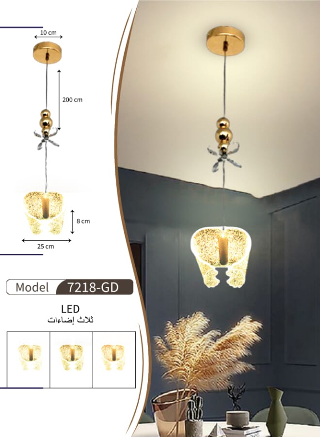 بيست باور ثريا فردي LED حديثة 7218-1 مصباح ليد معلق للإضاءة الداخلية مع ثلاثة مستويات إضاءة قابلة للتعتيم، اختيار مثالي لغرف المعيشة أو مناطق تناول الطعام أو غرف النوم - Image 3