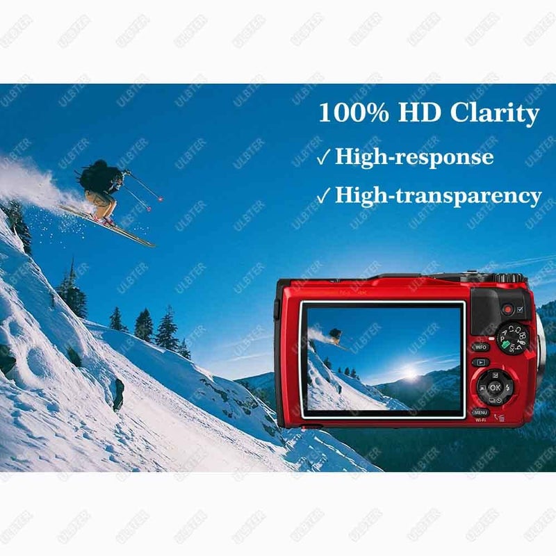 ULBTER Screen Protector for Olympus TG-7 TG-6 TG-5 TG-4 TG7 Red Black, OM SYSTEM Tough TG-7 0.3mm 9H Hardness TG6 TG5 TG4 Tempered Glass Screen Cover, Anti-Scrach Anti-Dust [3 Pack] - Image 5