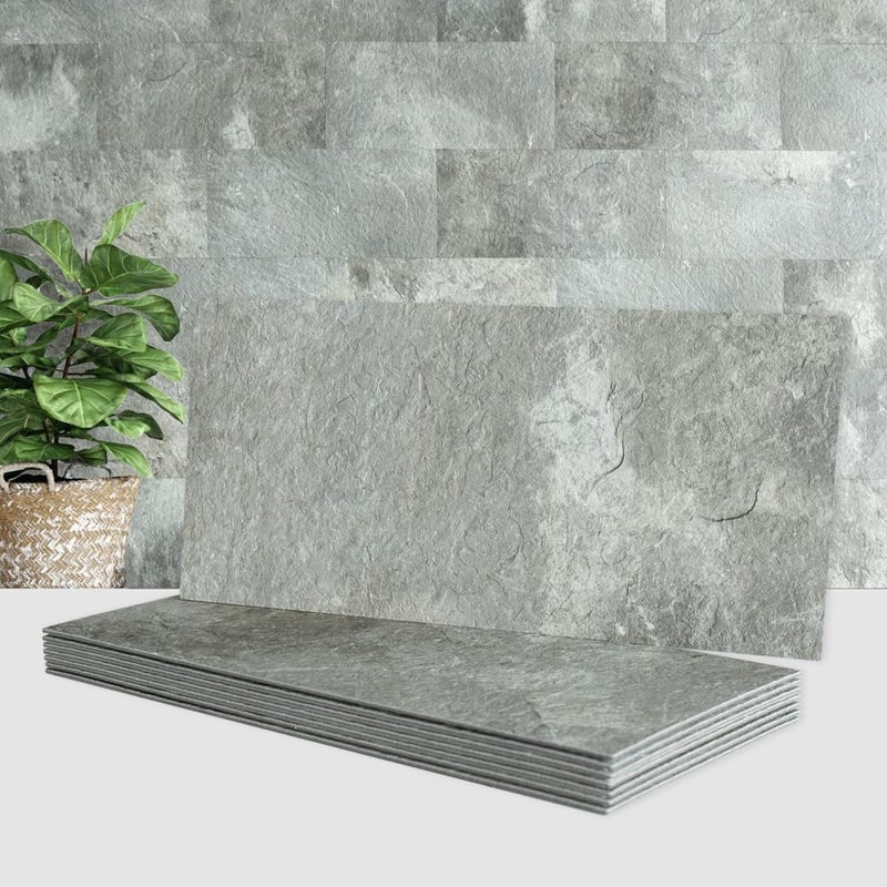 AULIGET 20-Piece Mountain Rock Peel and Stick Backsplash Wall Tiles, 6" x 12" PVC Faux Stone Stick on Tiles for Backsplash Kitchen, Bathroom, Laundry Room, Camper, Fireplace - Image 1