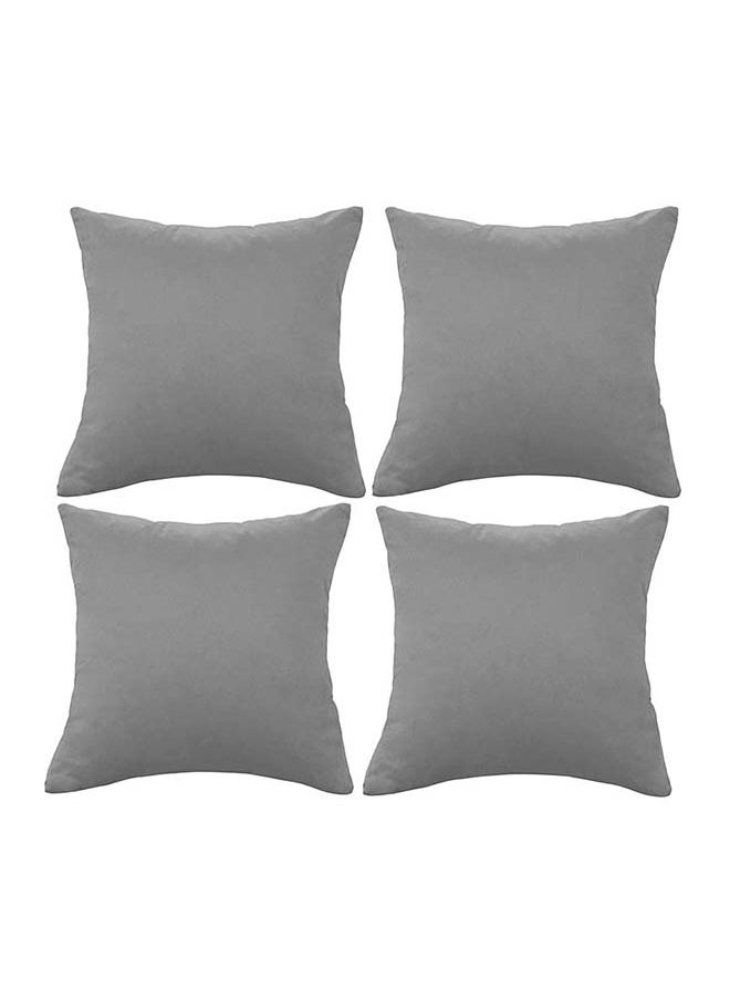 House One Set of 4 Pieces Square Soft Velvet Decorative Cushion with Solid Design and Attractive Colors 45x45 cm - Grey - Image 1