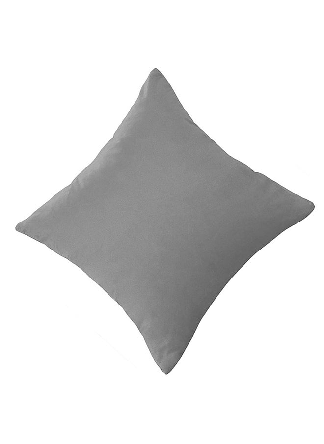 House One Set of 4 Pieces Square Soft Velvet Decorative Cushion with Solid Design and Attractive Colors 45x45 cm - Grey - Image 4
