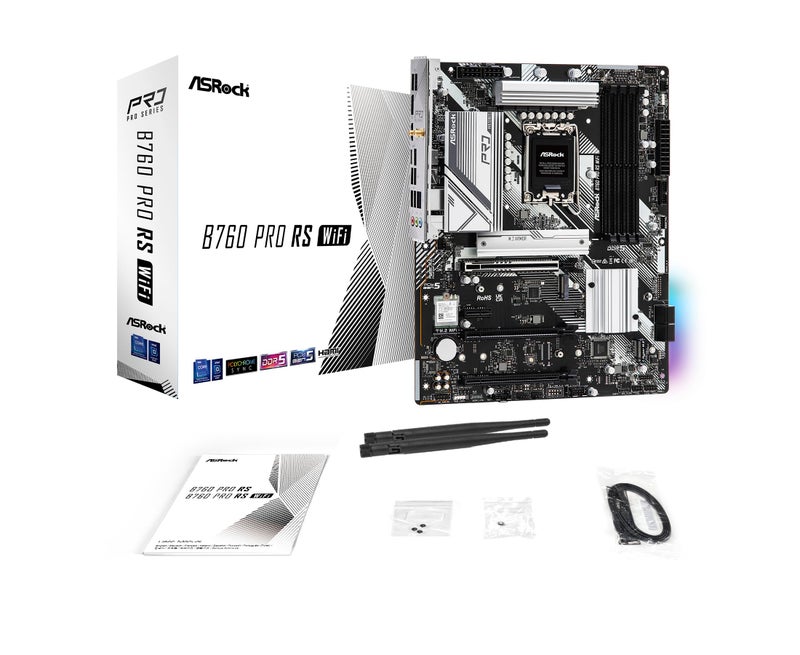 ASRock B760 Pro RS WiFi 6E LGA1700 HDMI DisplayPort eDP Intel B760 ATX Motherboard DDR5 192GB 7200+ (OC) MHz SATA3 6.0 Gb/s USB3.2 Gen2 2.5G LAN PCIe5.0 M.2 64Bit - Image 1