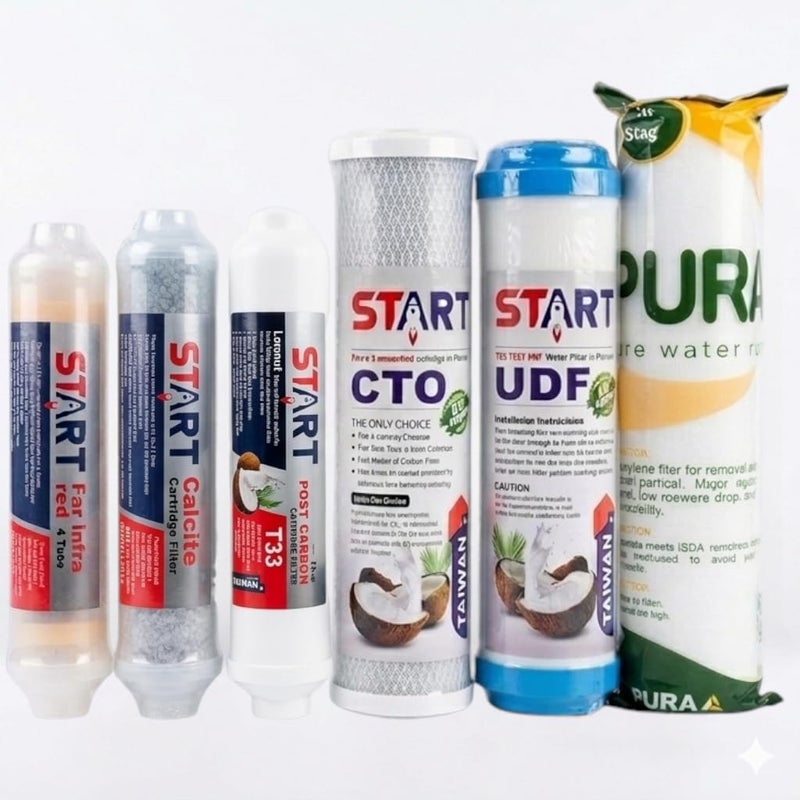 START 6 Stage Water Filter Cartridge Kit, Taiwan Technology, Superior Purification and Comprehensive Treatment, Includes CTO, UDF, Carbon, Calcite, Infrared