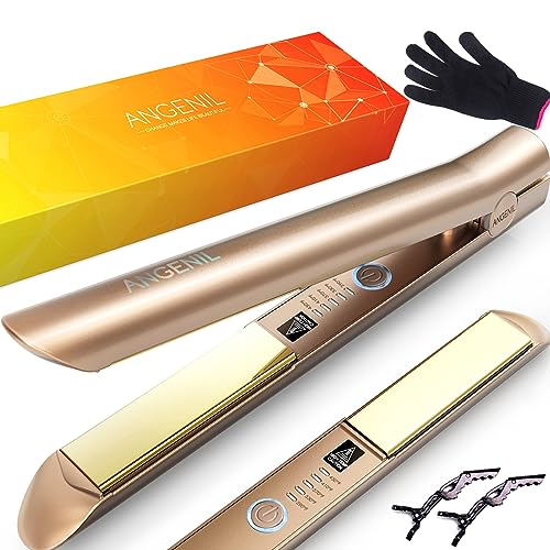 ANGENIL Nano Titanium Flat Iron Straightener and Curler 2 in 1, Fast Heating, Dual Voltage 1 Inch Styling Iron for All Hair Types - Image 1