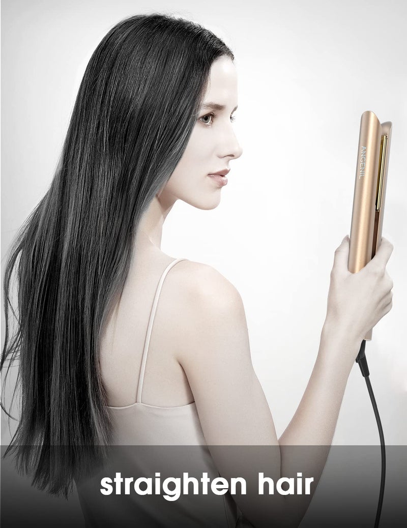 ANGENIL Nano Titanium Flat Iron Straightener and Curler 2 in 1, Fast Heating, Dual Voltage 1 Inch Styling Iron for All Hair Types - Image 5
