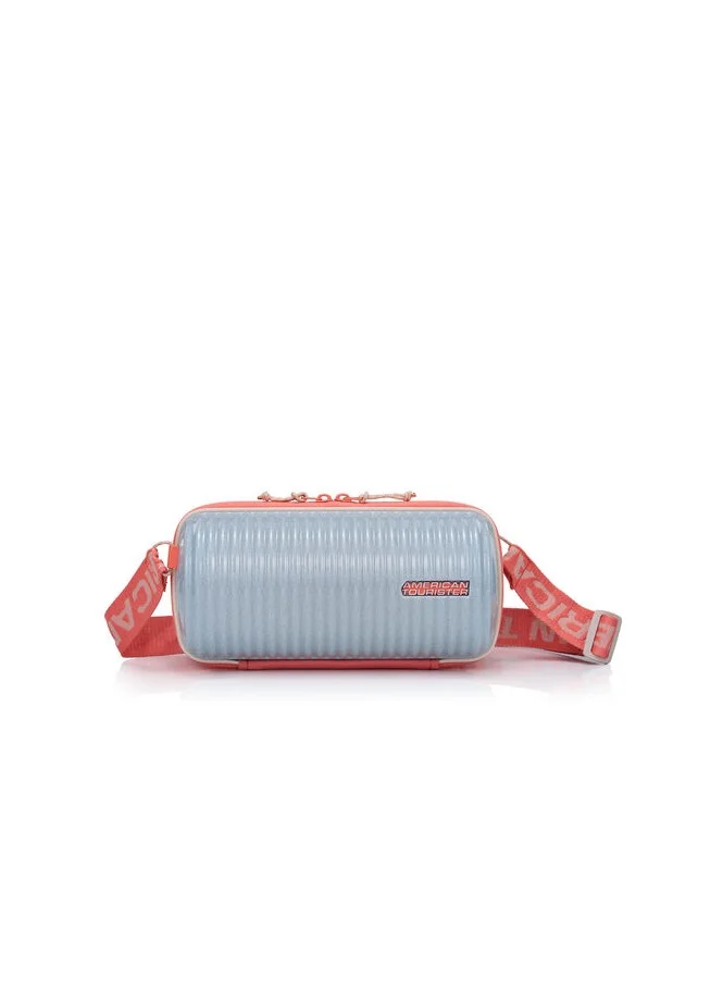 امريكان توريستر American Tourister Rollio U Crossbody Bag - Silver/Glitter/Salmon - 3 Years Global Warranty