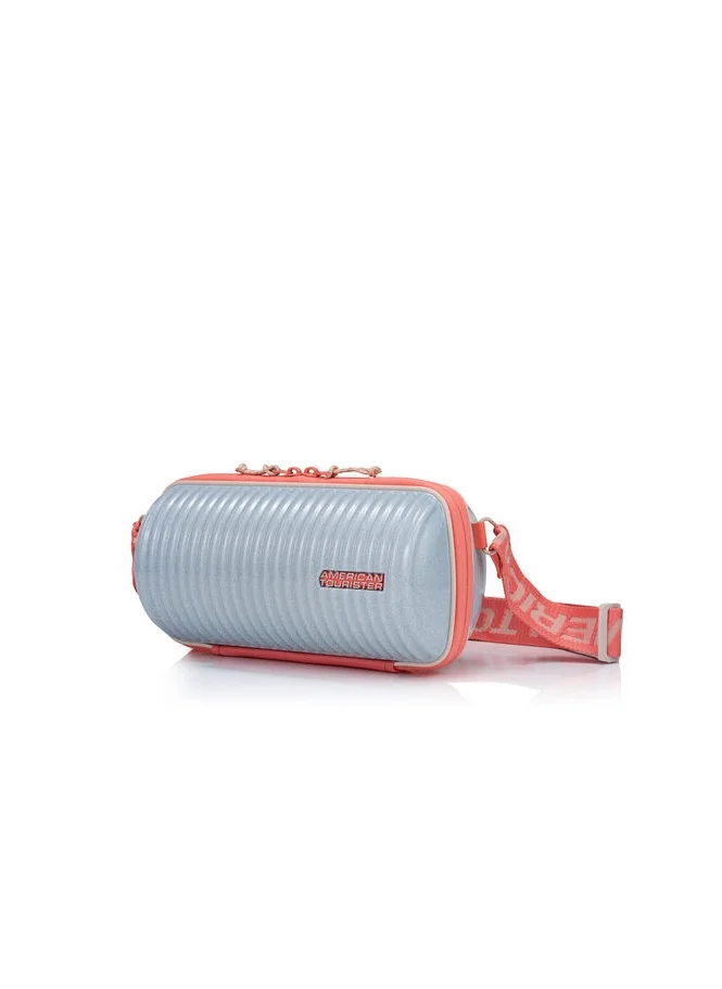امريكان توريستر American Tourister Rollio U Crossbody Bag - Silver/Glitter/Salmon - 3 Years Global Warranty