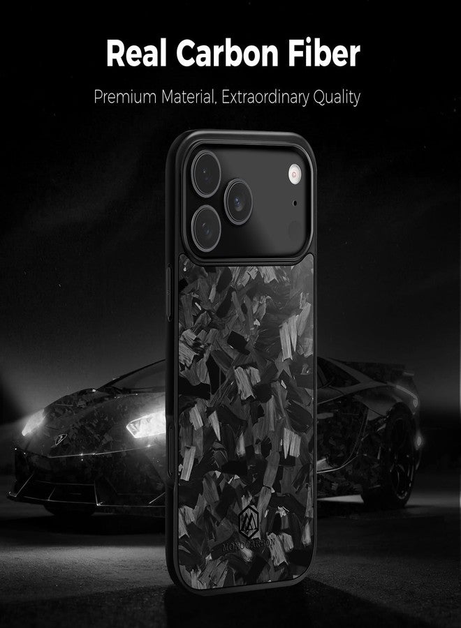 MONOCARBON Forged Carbon Fiber Case for iPhone 17 Pro Max, Military-Grade 3-Layer Drop-Proof Protective Cover, 6.9" Hard Case with [Camera Button Cutout], [MagSafe Compatible]+[Free Screen Protector] - Image 3