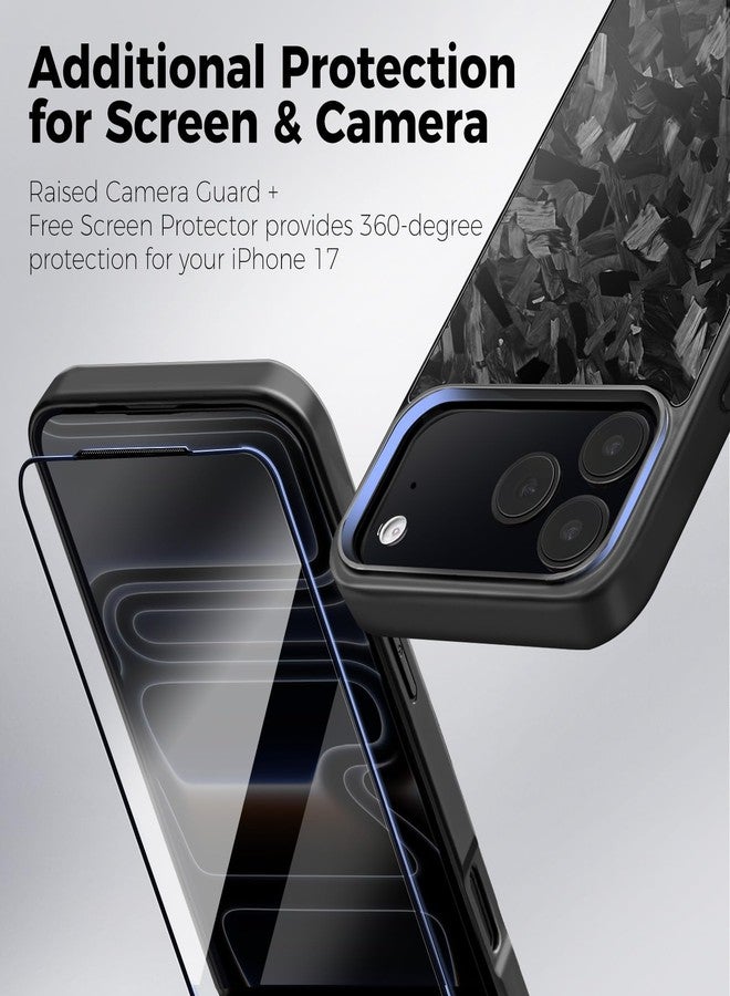 MONOCARBON Forged Carbon Fiber Case for iPhone 17 Pro Max, Military-Grade 3-Layer Drop-Proof Protective Cover, 6.9" Hard Case with [Camera Button Cutout], [MagSafe Compatible]+[Free Screen Protector] - Image 4