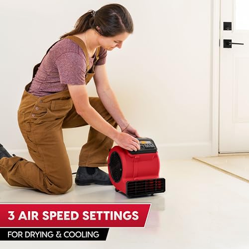Vacmaster 3 Speed Floor Fan 156W 550CFM Air Mover Utility Blower Fan – AM201 1101 - Image 2
