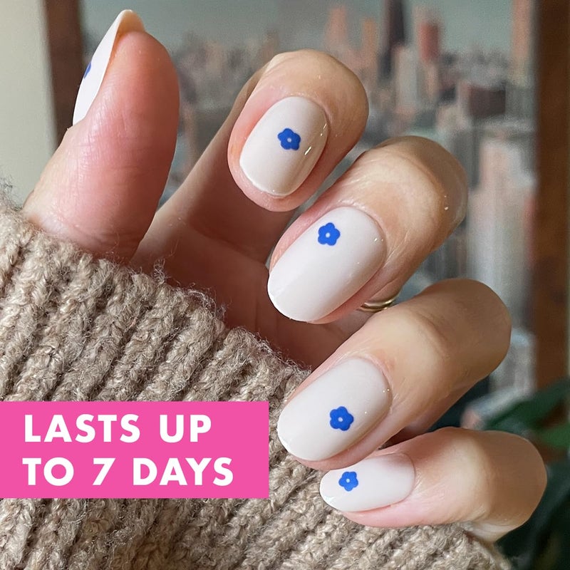 Olive & June Classic Super Stick Mani Press On Nails | No Glue Needed | 32 Tab Nails 16 Sizes | Non-Toxic Tabs Non-Damaging 7-Day Wear | Spring Flowers & Patterns | Short, Round | Mod Flowers - Image 3