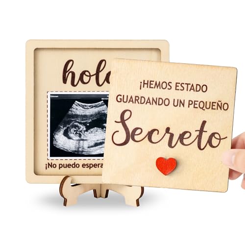 CJiangpo Grandparent Reveal Keepsake, Pregnancy Announcement for Grandparents, Baby Announcement Sign, Ultrasound Wooden Picture Frame Spanish, Grandmothers Grandfathers Grandma Grandpa First Time Gifts - Image 1