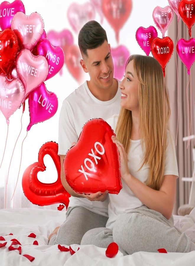 أواركيف 12 بالونًا على شكل قلب من المايلر، بالونات على شكل قلب لعيد الحب، بالونات فويل على شكل قلب، بالونات XO، بالونات زينة لحفلات الصديقات، زينة حفلات الزفاف، زينة حفلات عيد الحب - Image 4